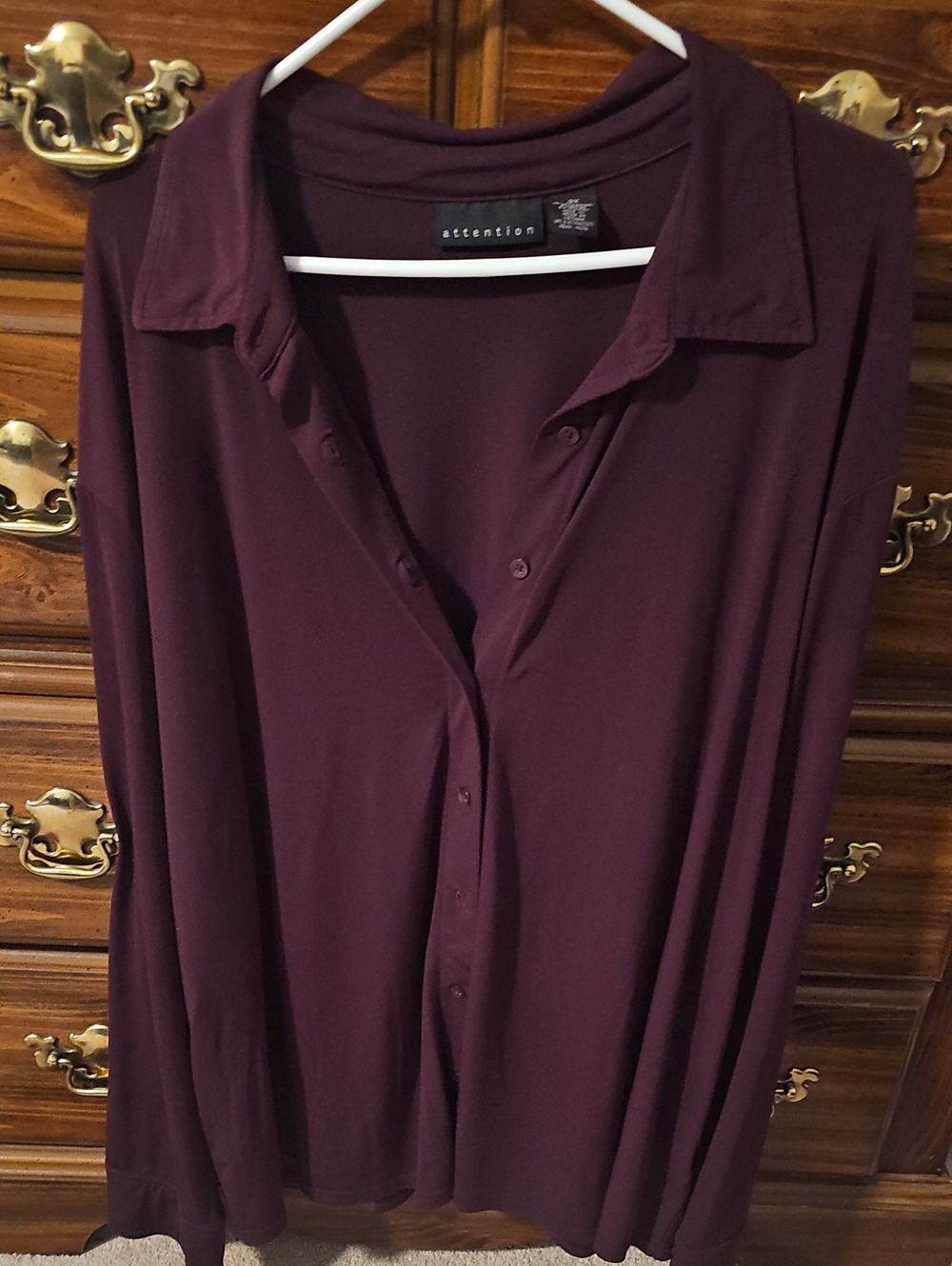 attention Deep Plum Button-Down Blouse